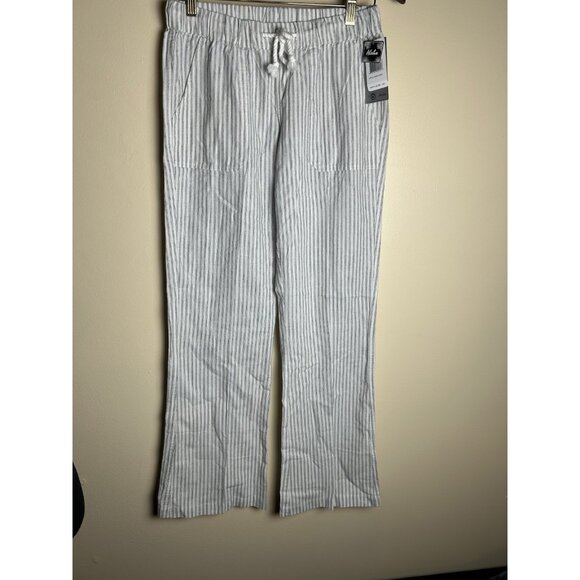 Aloha Women's White and Blue Striped Cotton Flowy Quick Dry Beach Pants Sz Small - Picture 1 of 16